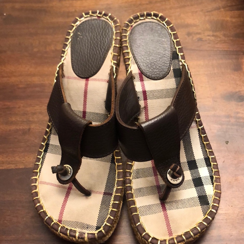 Burberry wedge slip ons